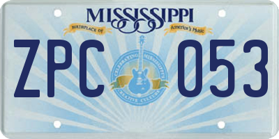 MS license plate ZPC053