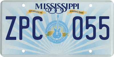 MS license plate ZPC055