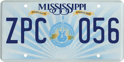 MS license plate ZPC056