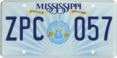 MS license plate ZPC057
