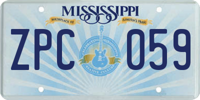 MS license plate ZPC059