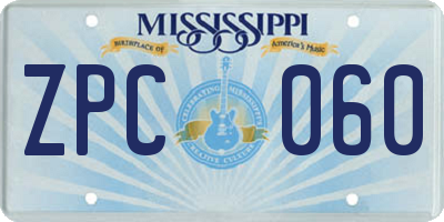 MS license plate ZPC060