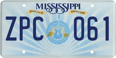 MS license plate ZPC061