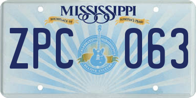 MS license plate ZPC063