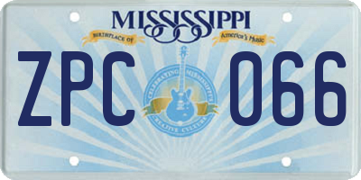 MS license plate ZPC066