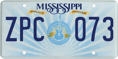 MS license plate ZPC073