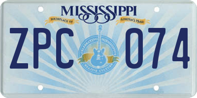 MS license plate ZPC074