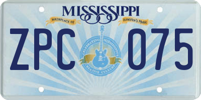 MS license plate ZPC075