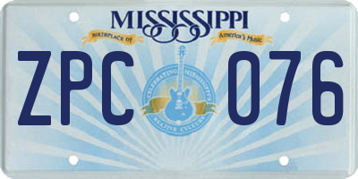 MS license plate ZPC076