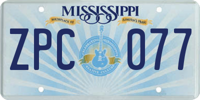 MS license plate ZPC077