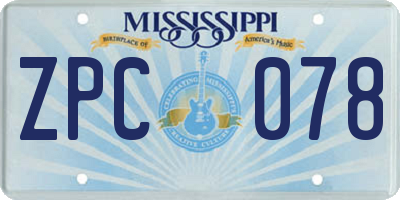 MS license plate ZPC078