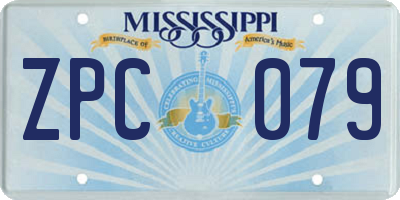 MS license plate ZPC079