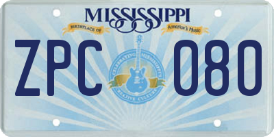 MS license plate ZPC080
