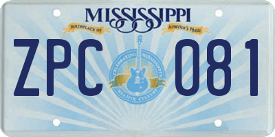 MS license plate ZPC081