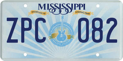 MS license plate ZPC082