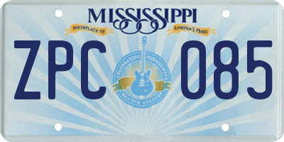 MS license plate ZPC085
