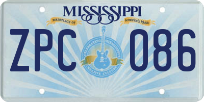 MS license plate ZPC086