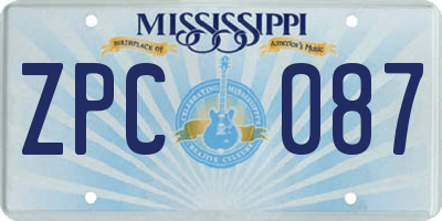 MS license plate ZPC087