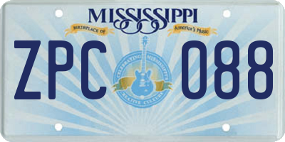 MS license plate ZPC088