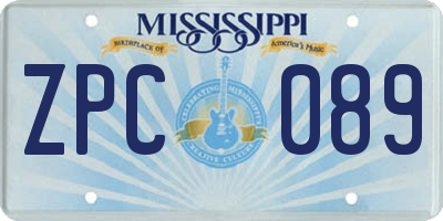 MS license plate ZPC089