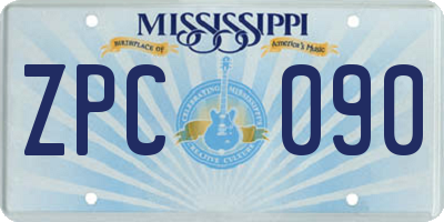 MS license plate ZPC090