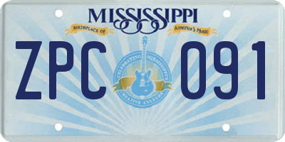 MS license plate ZPC091