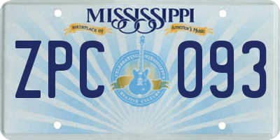 MS license plate ZPC093