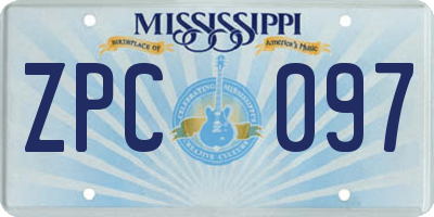 MS license plate ZPC097