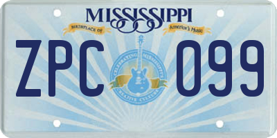 MS license plate ZPC099
