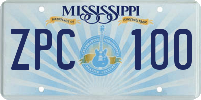 MS license plate ZPC100