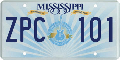MS license plate ZPC101