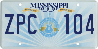 MS license plate ZPC104