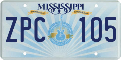 MS license plate ZPC105