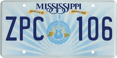 MS license plate ZPC106