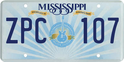 MS license plate ZPC107