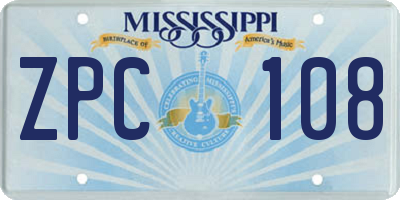 MS license plate ZPC108