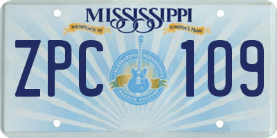 MS license plate ZPC109