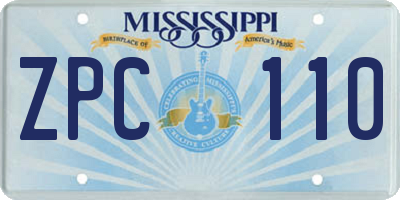 MS license plate ZPC110