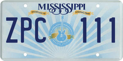 MS license plate ZPC111