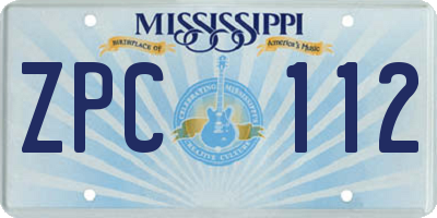 MS license plate ZPC112