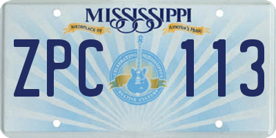 MS license plate ZPC113