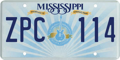 MS license plate ZPC114