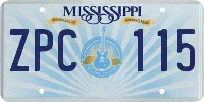 MS license plate ZPC115