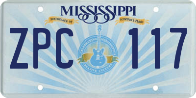 MS license plate ZPC117