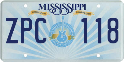 MS license plate ZPC118