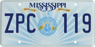 MS license plate ZPC119