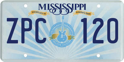 MS license plate ZPC120