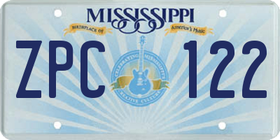 MS license plate ZPC122
