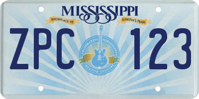 MS license plate ZPC123