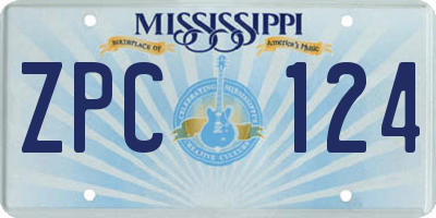 MS license plate ZPC124